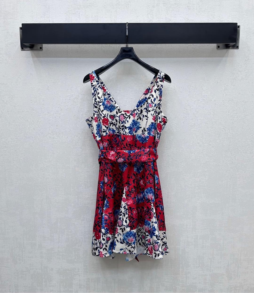LOUIS VUITTON LV SLEEVELESS V-NECK DRESS WITH WAIST TIE 263818