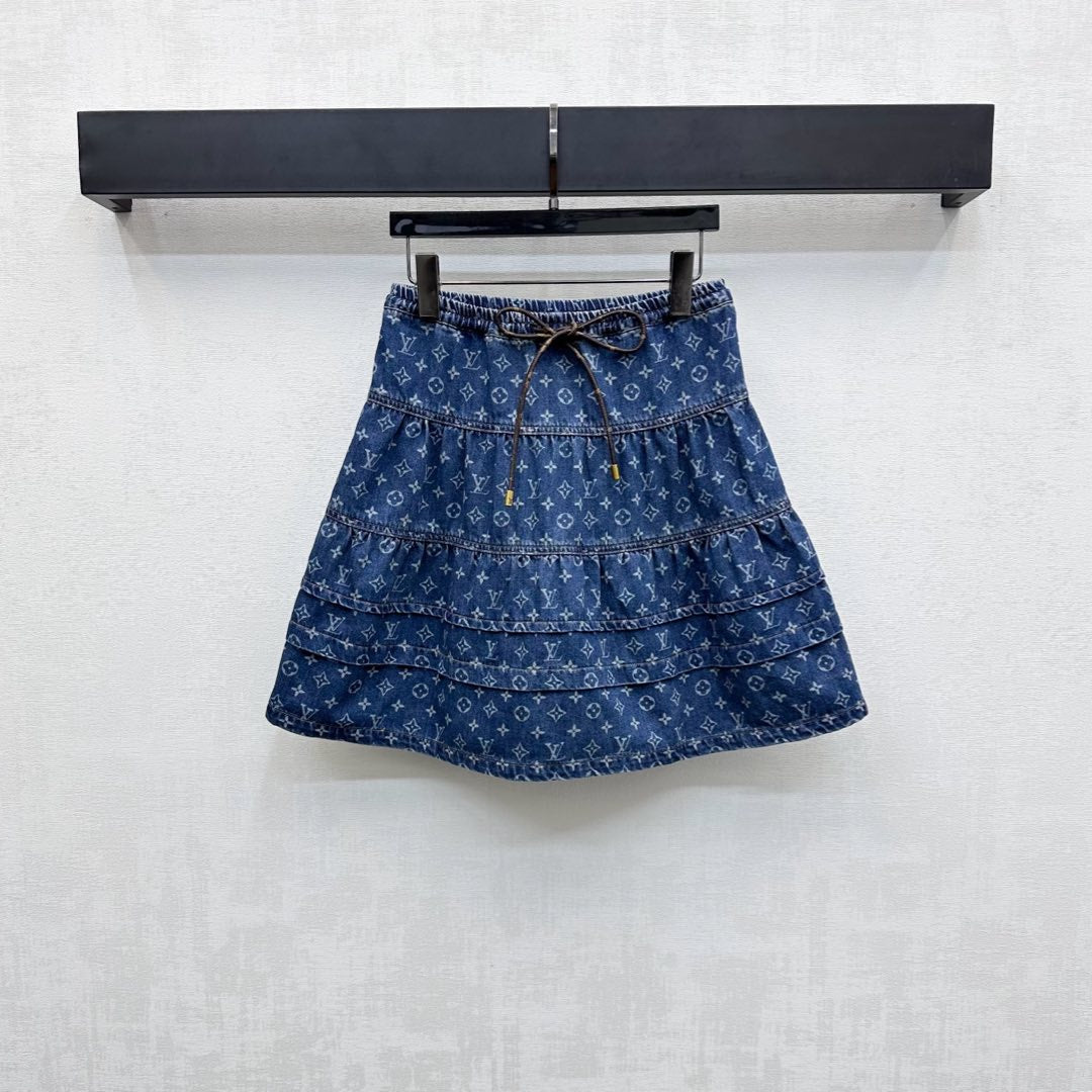 LOUIS VUITTON LV DENIM SKIRT WITH LOGO PRINT 274802