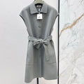 HERMES HERMES 25S SLEEVELESS WOOL VEST COAT WITH BOW BELT 96700